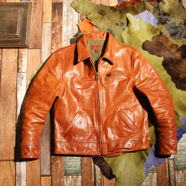 Japanese-style Leather Jacket,  a slim-fitting short style, lapel, horsehide, washed and distressed - Image 7