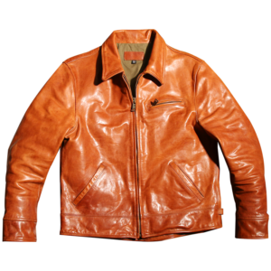 Japanese-style Leather Jacket,  a slim-fitting short style, lapel, horsehide, washed and distressed
